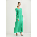 Long Flare Sleeved Plain Modest Dress